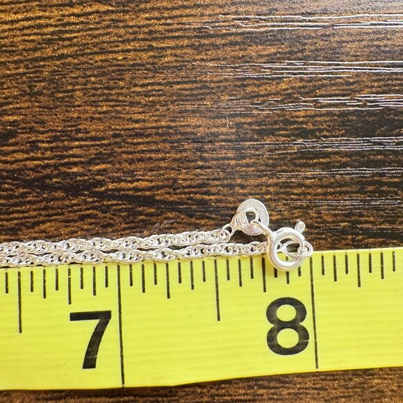 Sterling Silver 925 Round Link Chain Necklace Spring Ring Clasp Size 16" Length - Picture 7 of 9